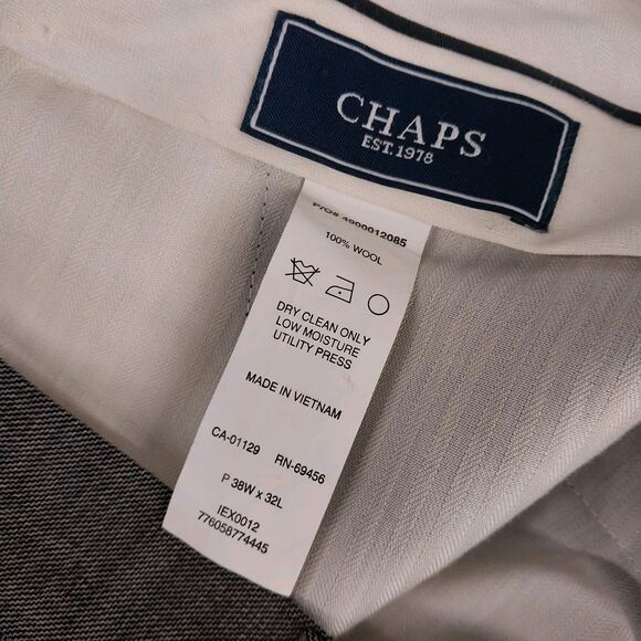 Chaps Polo Ralph Lauren 2 Piece Gray Suit Sports Coat 46R Pants 38x32 100% Wool - Picture 9 of 10